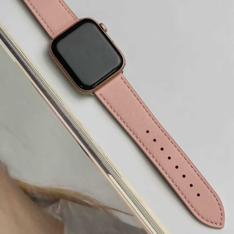 Кожаный ремешок Hermes New Leather на Apple Watch 38/40/41mm Pink powder Кожаный ремешок Hermes New Leather на Apple Watch 38/40/41mm Pink powder